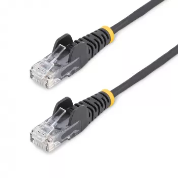 StarTech.com 25 cm schlank-CAT6-Ethernet-Kabel, Schwarz, rastnasenschutz, 100W PoE, UTP, LSZH, 28AWG, massiver blanker Kupferdraht, schlank RJ45 Netzwerk-Patchkabel mit Zugentlastungen, einzeln getestet