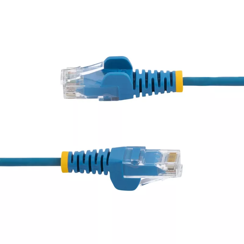 StarTech.com 25 cm Blaues schlank CAT6 Ethernet-Kabel, rastnasenschutz, 100 W PoE, UTP, LSZH, 28AWG reiner blanker Kupferdraht, schlank RJ45 Netzwerk-Patchkabel mit Zugentlastung, einzeln getestet