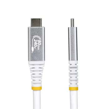 StarTech.com 50cm (1,6ft) USB4-Kabel, 80Gbps, USB-IF-zertifiziertes USB-C-Kabel, 240W PD, 8K 120Hz/4K 240Hz DP2.1 DP80, TPE-Mantel, Thunderbolt 4-kompatibel – Weißes USB-C-Kabel