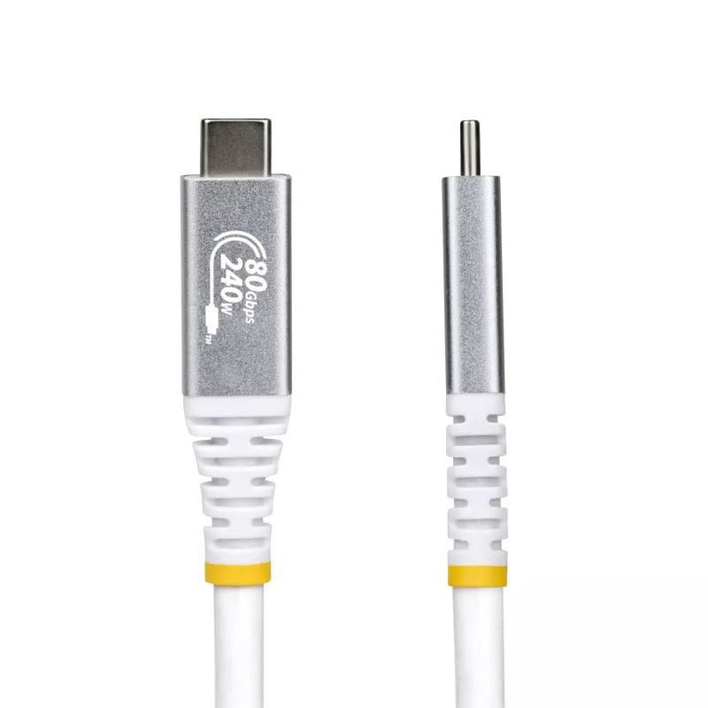 StarTech.com 50cm (1,6ft) USB4-Kabel, 80Gbps, USB-IF-zertifiziertes USB-C-Kabel, 240W PD, 8K 120Hz/4K 240Hz DP2.1 DP80, TPE-Mantel, Thunderbolt 4-kompatibel – Weißes USB-C-Kabel