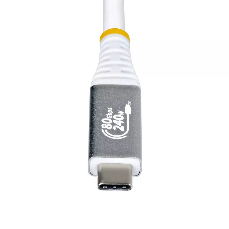 StarTech.com 50cm (1,6ft) USB4-Kabel, 80Gbps, USB-IF-zertifiziertes USB-C-Kabel, 240W PD, 8K 120Hz/4K 240Hz DP2.1 DP80, TPE-Mantel, Thunderbolt 4-kompatibel – Weißes USB-C-Kabel