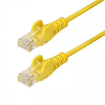 StarTech.com 25cm Gelb schlank CAT6 Ethernet-Kabel, rastnasenschutz, 100W PoE, UTP, LSZH, 28AWG reine blanke Kupferlitze, schlank RJ45 Netzwerk-Patchkabel mit Zugentlastung, einzeln geprüft