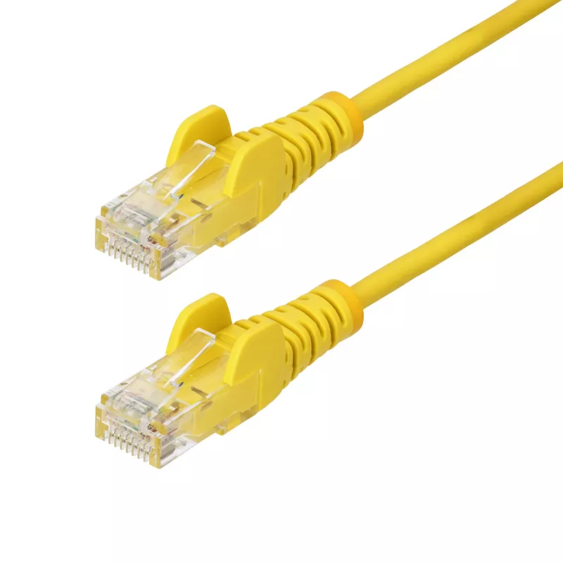 StarTech.com 25cm Gelb schlank CAT6 Ethernet-Kabel, rastnasenschutz, 100W PoE, UTP, LSZH, 28AWG reine blanke Kupferlitze, schlank RJ45 Netzwerk-Patchkabel mit Zugentlastung, einzeln geprüft