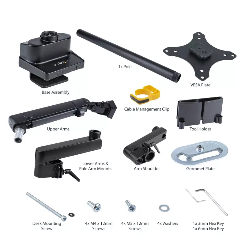 StarTech.com Schreibtisch-Monitorhalterung, für Bildschirme bis 40 Zoll/8 kg, mechanisch federunterstützter Arm, C-Klemme/Tischdurchführung, Installation von oben, werkzeuglose Einstellung