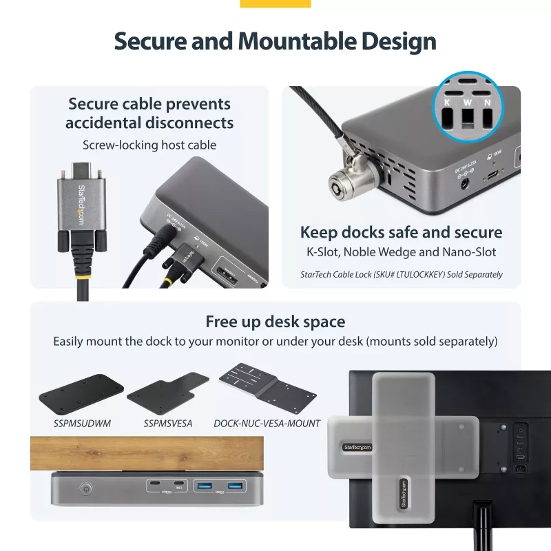 StarTech.com 199UE-USBC-DOCK Laptop-Dockingstation/Port-Replikator Kabelgebunden USB 3.2 Gen 2 (3.1 Gen 2) Typ-C Grau