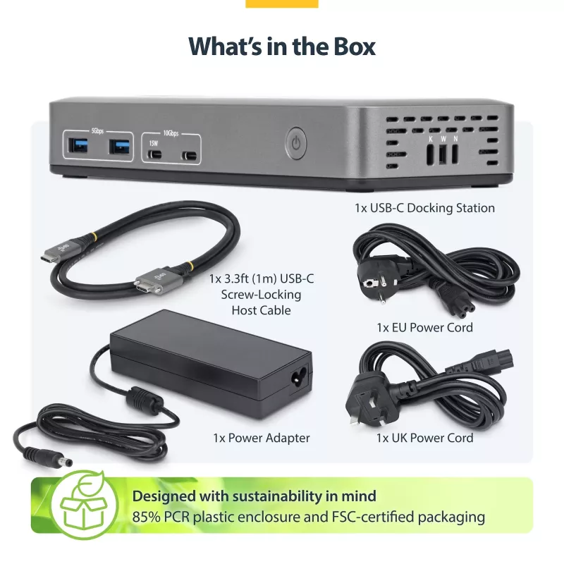 StarTech.com 199UE-USBC-DOCK Laptop-Dockingstation/Port-Replikator Kabelgebunden USB 3.2 Gen 2 (3.1 Gen 2) Typ-C Grau