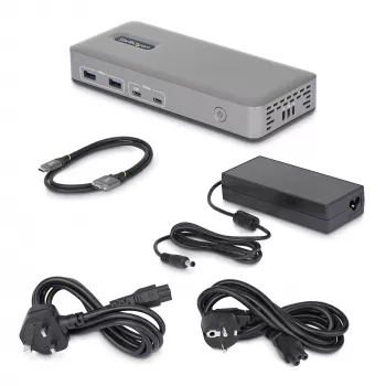 StarTech.com Dual-Monitor USB-C Dockingstation, DisplayPort, 4K 60Hz, 100W Laptop-Aufladung, 1GbE, treiberlos, Multi-Monitor-Dock für Windows