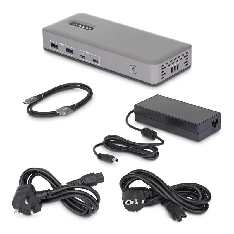StarTech.com Dual-Monitor USB-C Dockingstation, DisplayPort, 4K 60Hz, 100W Laptop-Aufladung, 1GbE, treiberlos, Multi-Monitor-Dock für Windows