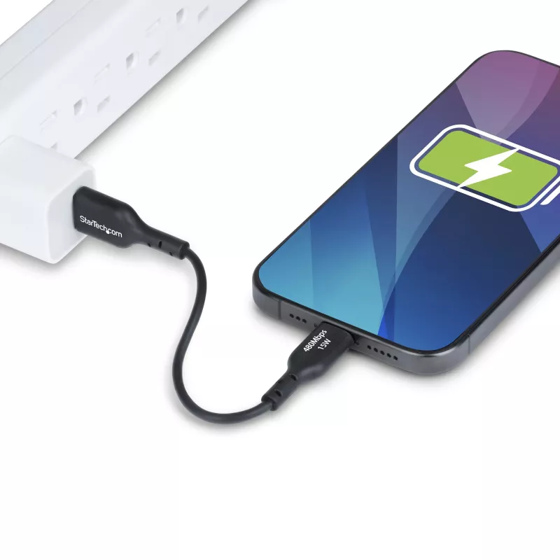 StarTech.com 15cm (6in) USB-A-auf-USB-C-Ladekabel, Laden & Synchronisieren, 3A, USB 2.0, TPE-Mantel – Schwarzes USB-Ladekabel