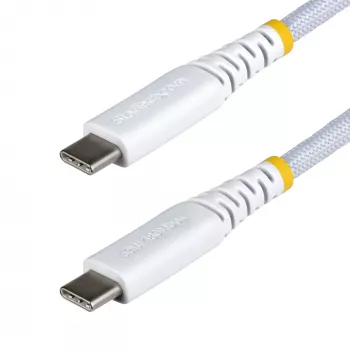 StarTech.com 3m (10ft) Weißes USB-C-Ladekabel, 60W (3A) PD, zweilagiger geflochtener Nylon-/TPE-Mantel, robustes USB-C-Ladekabel, USB 2.0 Laptop-Ladekabel