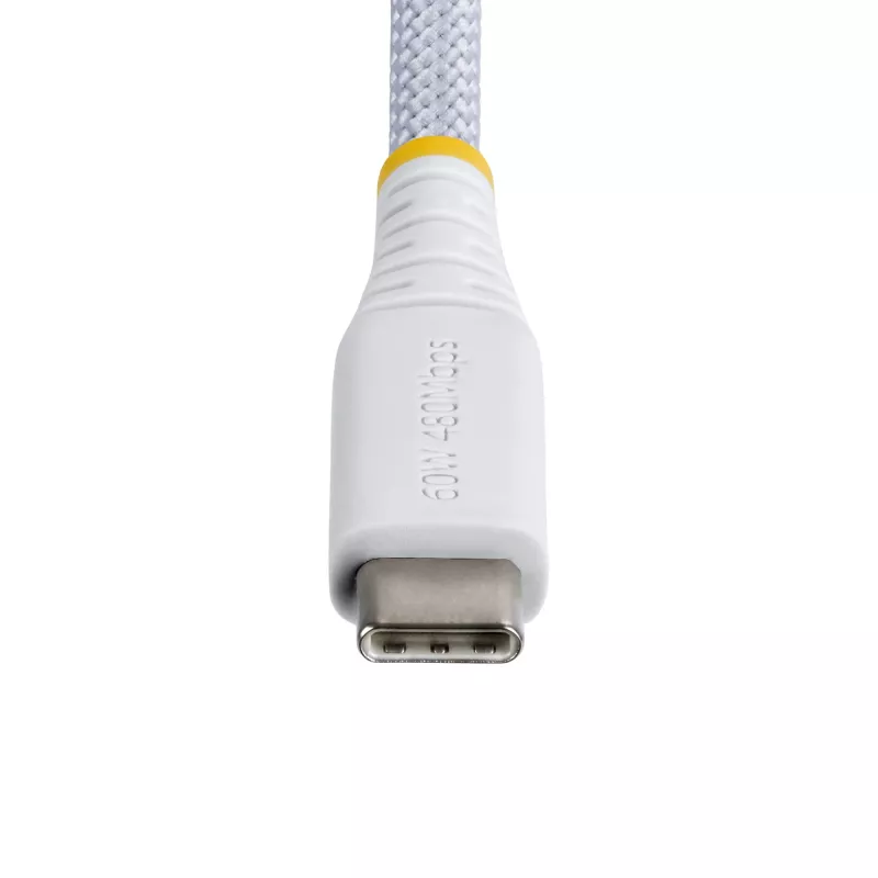 StarTech.com 3m (10ft) Weißes USB-C-Ladekabel, 60W (3A) PD, zweilagiger geflochtener Nylon-/TPE-Mantel, robustes USB-C-Ladekabel, USB 2.0 Laptop-Ladekabel