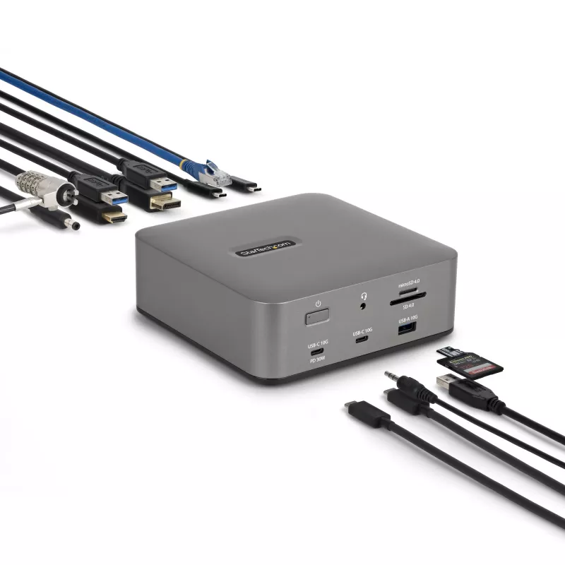 StarTech.com Thunderbolt 5 Dockingstation, DP/HDMI, Triple-Monitor-Dock bis 4K 144 Hz oder Dual 8K 60 Hz, 5x USB-Ports, 140 W Laptop-Ladung