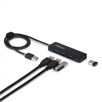 StarTech.com 4-Port USB-A Hub, 5 Gbit/s, Bus-Betrieb, USB-A auf 4x USB-A Mini Hub, extra langes 61 cm Host-Kabel, PCR-Kunststoff, tragbares Desktop-/Laptop-USB-Hub