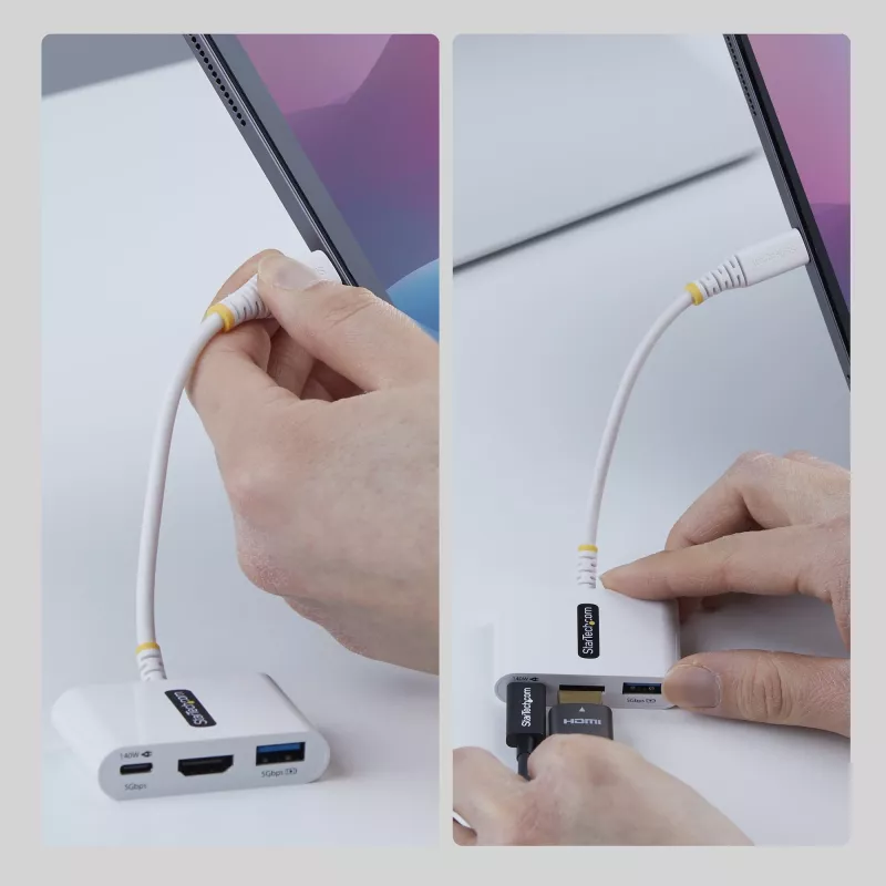 StarTech.com USB-C auf HDMI Multiport-Adapter mit 140W PD-Ladung, 4K 60Hz HDMI, USB 5Gbit/s Hub, Mini-Dock für MacBook / Dell / Thinkpad / HP / iPad / Tablets