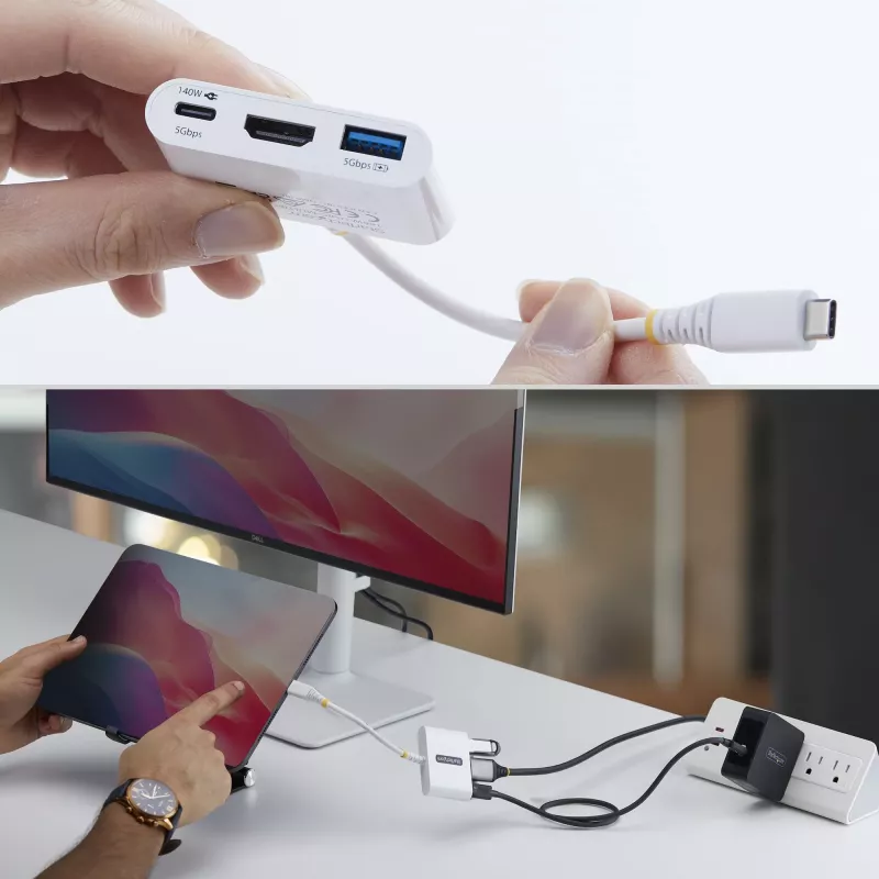 StarTech.com USB-C auf HDMI Multiport-Adapter mit 140W PD-Ladung, 4K 60Hz HDMI, USB 5Gbit/s Hub, Mini-Dock für MacBook / Dell / Thinkpad / HP / iPad / Tablets