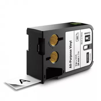 DYMO XTL Allzweck-Vinyletiketten | 24 mm x 7 m | Schwarz auf Weiß