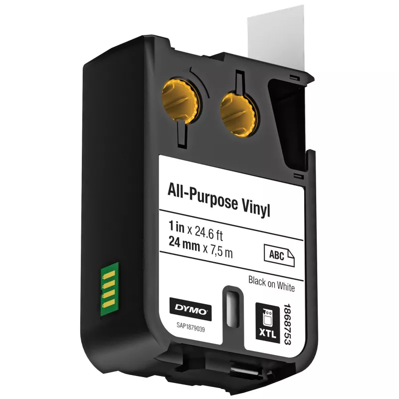 DYMO XTL Allzweck-Vinyletiketten | 24 mm x 7 m | Schwarz auf Weiß