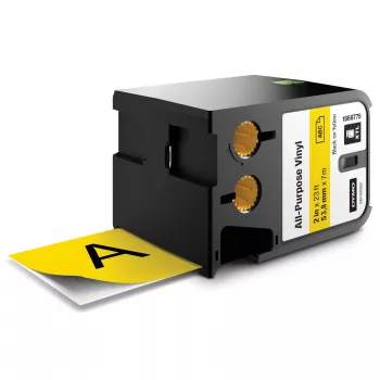 DYMO XTL Allzweck-Vinyletiketten | 54 mm x 7 m | Schwarz auf Gelb
