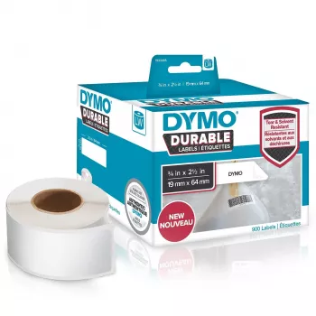 DYMO LW Durable Labels - 19 x 64 mm - 1933085, Weiß, selbstklebendes Druckeretikett, Polypropylen (PP), Dauerhaft, Rechteckig, -18 - 50 °C