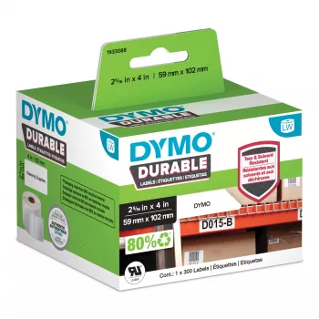 DYMO Original LabelWriter Durable Labels | 59 mm x 102 mm | Weißes Polypropylen | 300 selbstklebende Etiketten | Hochleistung | Für LabelWriter Etikettendrucker