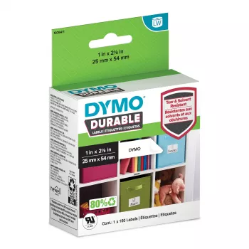 DYMO Original LabelWriter Durable Labels | 25 mm x 54 mm | Weißes Poly | 160 selbstklebende Etiketten | Hochleistungsfähig | Für LabelWriter Etikettendrucker