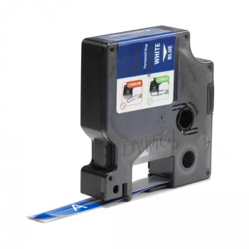 DYMO Rhino Industrie-Vinyl-Etiketten | 12 mm x 5,5 m | Weißer Druck auf Blau | Selbstklebend | für LabelManager & Rhino Etikettendrucker