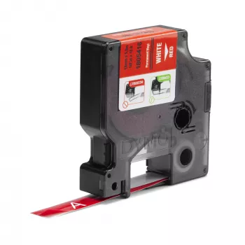 DYMO Rhino Industrie-Vinyletiketten | 12 mm x 5,5 m | Weißer Druck auf Rot | Selbstklebend | für LabelManager & Rhino Etikettendrucker