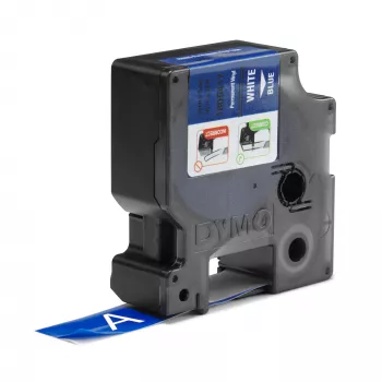 DYMO Rhino Industrie-Vinyletiketten | 19 mm x 5,5 m | Weißer Druck auf Blau | Selbstklebend | für LabelManager & Rhino Etikettendrucker