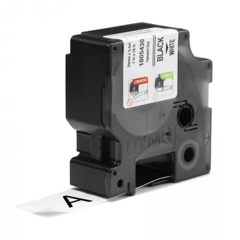 DYMO Rhino Industrie-Vinyl-Etiketten | 24 mm x 5,5 m | Schwarzer Druck auf Weiß | Selbstklebend | für LabelManager & Rhino Etikettendrucker