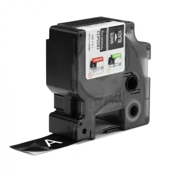 DYMO Rhino Industrie-Vinyletiketten | 24 mm x 5,5 m | Weißer Druck auf Schwarz | Selbstklebend | für LabelManager & Rhino Etikettendrucker