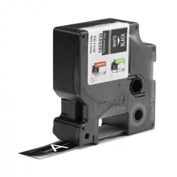 DYMO Rhino Industrie-Vinyletiketten | 19 mm x 5,5 m | Weißer Druck auf Schwarz | Selbstklebend | für LabelManager & Rhino Etikettendrucker