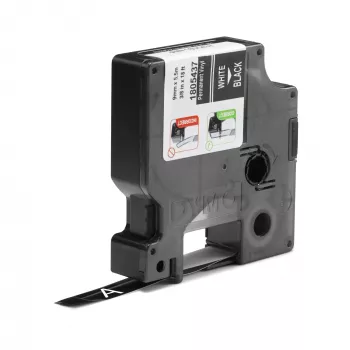 DYMO Rhino Industrie-Vinyletiketten | 9 mm x 5,5 m | Weißer Druck auf Schwarz | Selbstklebend | für LabelManager & Rhino Etikettendrucker