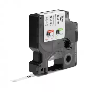 DYMO Rhino Industrielle permanente Polyester-Etiketten | 6 mm x 5,5 m | Schwarzer Druck auf Weiß | Selbstklebend | für Rhino & LabelManager Etikettendrucker