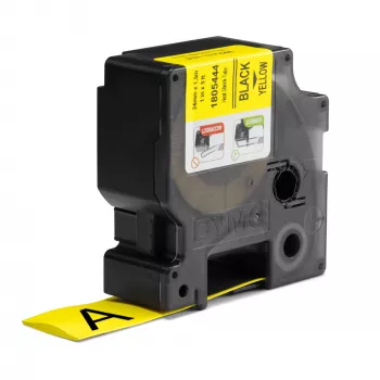 DYMO Rhino Industrial Wärmeschrumpf-Kabeletikettenröhren | 24 mm x 1,5 m | Schwarzer Druck auf Gelb | für Rhino Etikettendrucker