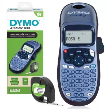 DYMO LetraTag LT-100H Handheld-Etikettendrucker | ABC-Tastatur-Etikettendrucker mit benutzerfreundlichem 13-Zeichen-LCD-Bildschirm | für Zuhause oder Büro | Blau