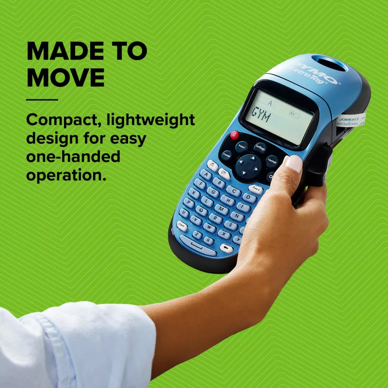 DYMO LetraTag LT-100H Handheld-Etikettendrucker | ABC-Tastatur-Etikettendrucker mit benutzerfreundlichem 13-Zeichen-LCD-Bildschirm | für Zuhause oder Büro | Blau