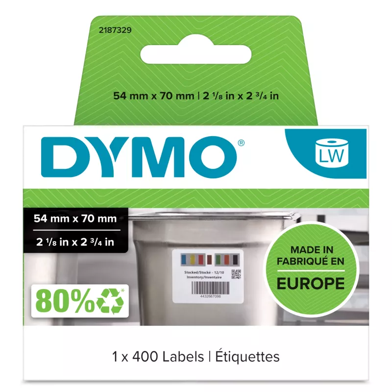 DYMO Authentic LabelWriter Etiketten zur Bestandsrotation für die Lebensmittelindustrie | 54 mm x 70 mm | 400 farbcodierte Selbstklebeetiketten | Für LabelWriter Etikettendrucker