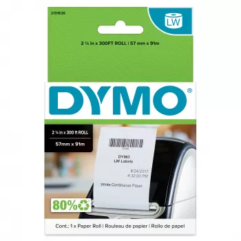 DYMO Authentic LabelWriter Endlosetiketten | 57 mm x 91 m (2 1/4 Zoll x 300 ft) | Etiketten für LabelWriter Etikettendrucker | 1 Rolle