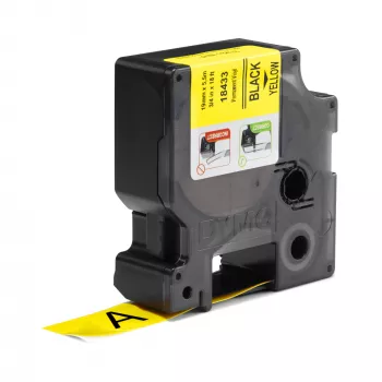 DYMO Rhino Industrie-Vinyletiketten | 19 mm x 5,5 m | Schwarzer Druck auf Gelb | Selbstklebend | für Rhino & LabelManager Beschriftungsgeräte