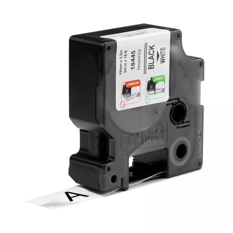 DYMO Rhino Industrial Vinyl-Etiketten | 19 mm x 5,5 m | Schwarzer Druck auf Weiß | Selbstklebend | für Rhino & LabelManager Etikettendrucker