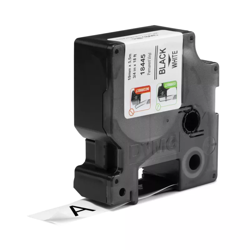 DYMO Rhino Industrial Vinyl-Etiketten | 19 mm x 5,5 m | Schwarzer Druck auf Weiß | Selbstklebend | für Rhino & LabelManager Etikettendrucker