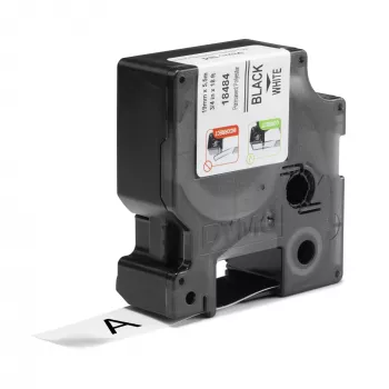 DYMO Rhino Industrie-Etiketten Permanent Polyester | 19 mm x 5,5 m | Schwarzer Druck auf Weiß | Selbstklebend | für Rhino & LabelManager Etikettendrucker