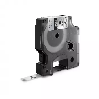DYMO Rhino Industrie-Permanente Polyester-Etiketten | 9 mm x 5,5 m | Schwarzer Druck auf Metallic | Selbstklebend | für Rhino & LabelManager Etikettendrucker