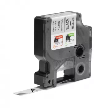 DYMO Rhino Industrial Permanente Polyester-Etiketten | 12 mm x 5,5 m | Schwarzer Druck auf Metallic | für Rhino & LabelManager Etikettendrucker