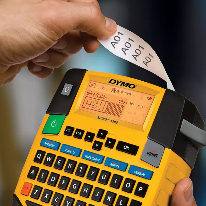 DYMO Rhino Industrie-Flexible-Nylon-Etiketten | 19 mm x 3,5 m | Schwarzer Druck auf Weiß | Selbstklebend | für Rhino & LabelManager Etikettendrucker