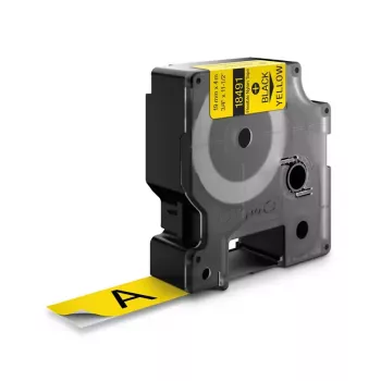 DYMO Rhino Industrial Flexible Nylonetiketten | 19 mm x 3,5 m | Schwarzer Druck auf Gelb | Selbstklebend | für Rhino & LabelManager Etikettendrucker