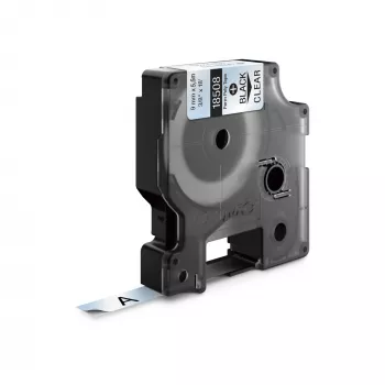 DYMO Rhino Industrie-Permanente Polyester-Etiketten | 9 mm x 5,5 m | Schwarzdruck auf Transparent | Selbstklebend | für LabelManager & Rhino Etikettendrucker