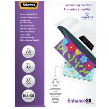 Fellowes ImageLast A3 80 Micron Laminierfolie - 25er-Packung, glänzend, transparent, A3, 0,08 mm, 430 mm, 1 mm