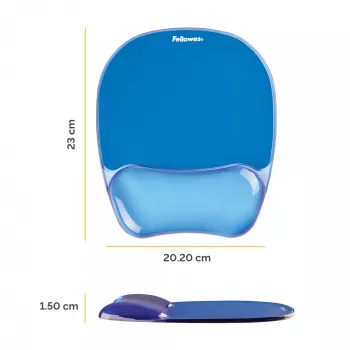 Fellowes Maus Mat Wrist Support - Crystals Gel Mauspad mit rutschfester Gummibasis - Ergonomische Mausmatte für Computer, Laptop, Home-Office – Kompatibel mit Laser- und optischen Mäusen – Blau