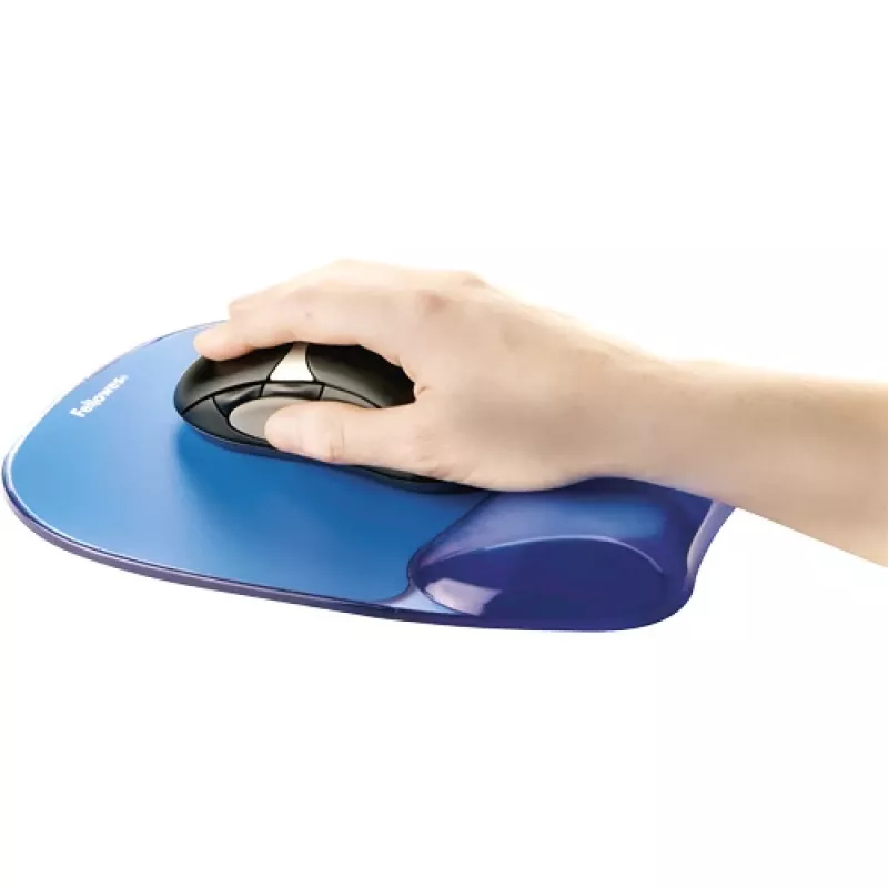Fellowes Maus Mat Wrist Support - Crystals Gel Mauspad mit rutschfester Gummibasis - Ergonomische Mausmatte für Computer, Laptop, Home-Office – Kompatibel mit Laser- und optischen Mäusen – Blau